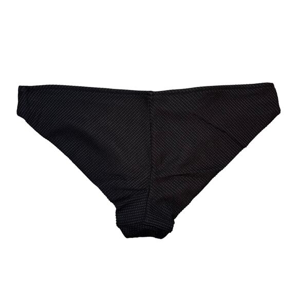 Aerie Black Waffle Cheeky Bikini Bottom XL Textured Stretch Swim - Picture 2 of 3
